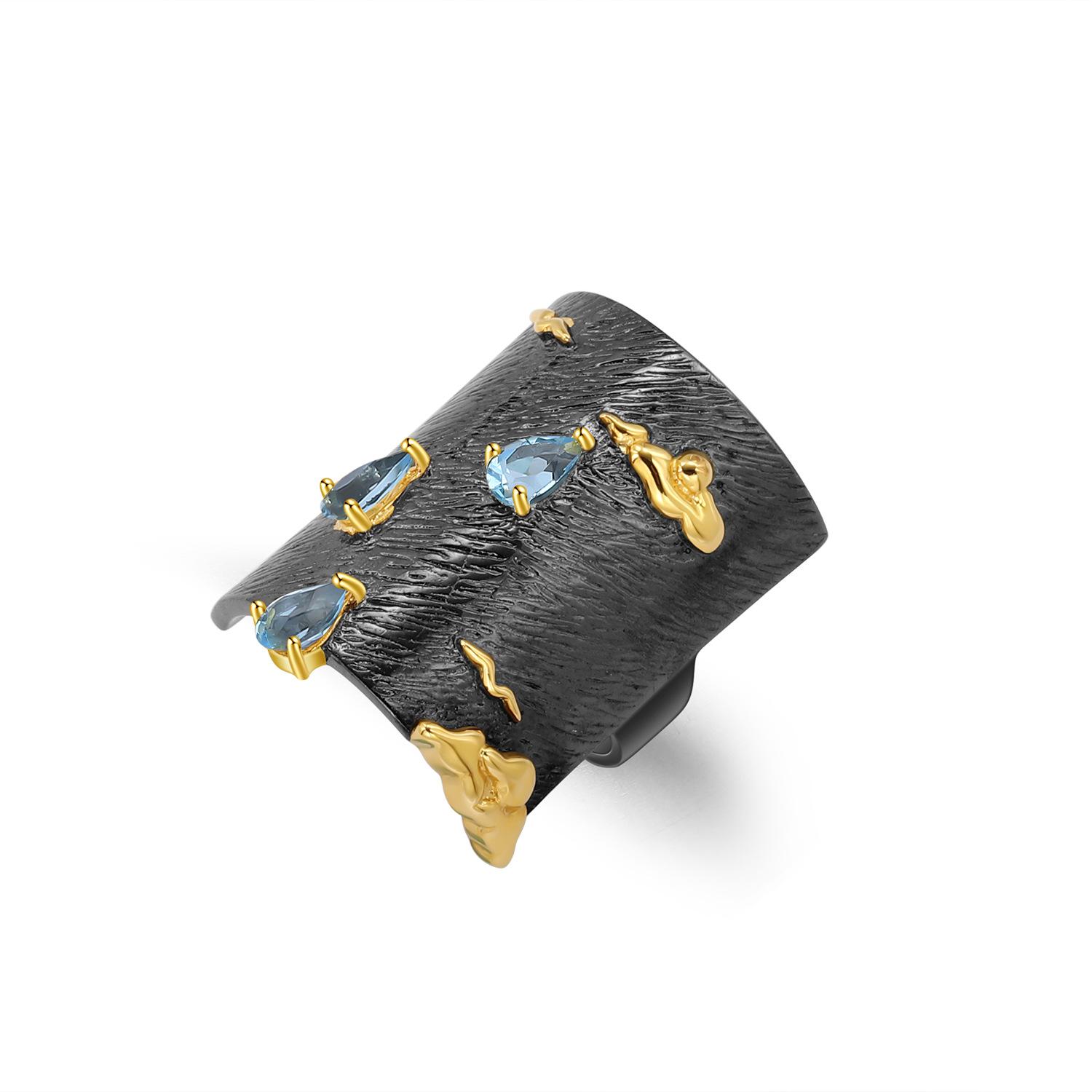 

Оригинальное дизайнерское высококачественное итальянское ретро-кольцо из стерлингового серебра s925, инкрустированное кольцом из натурального топаза 8