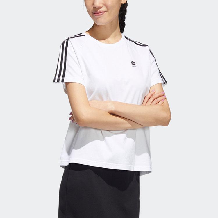 Adidas Neo Micro Logo Stripe Casual Sports Short-Sleeved T-Shirt Women Tops White HE4512