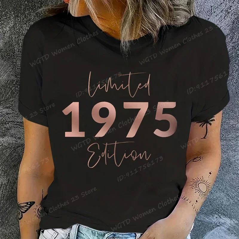 Women's Casual Short Sleeve Crew Neck Top for Summer Spring Limited Edition 70th Birthday Letter Print T-Shirts