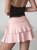Women Skirts Solid Color Drawstring Design Skirt High WaistedWrapped Hip Short Skirt Mini Skirt