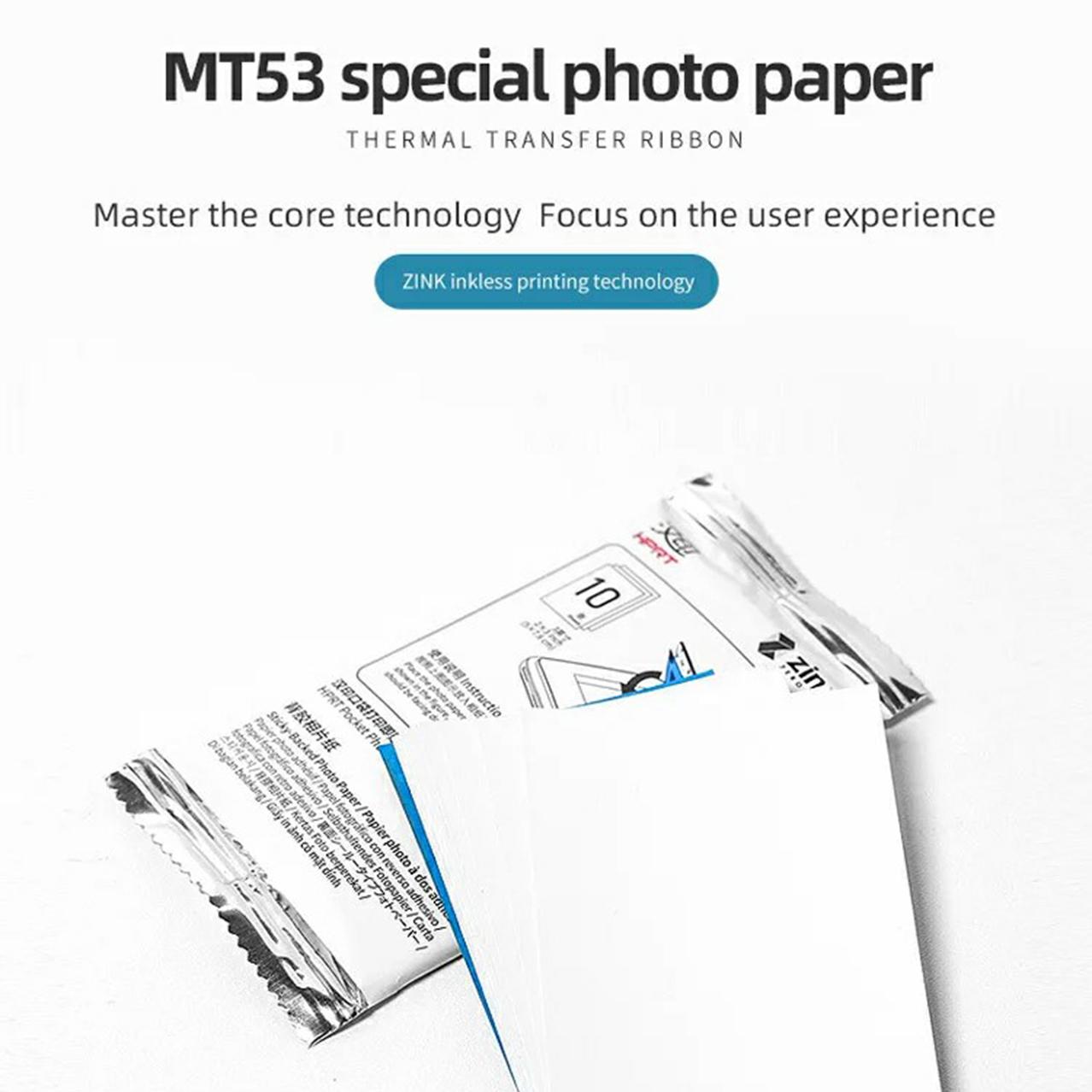 

10 шт. для міні-принтера HPRT MT53 3-дюймовий самоклеючий фотопапір As Shown A