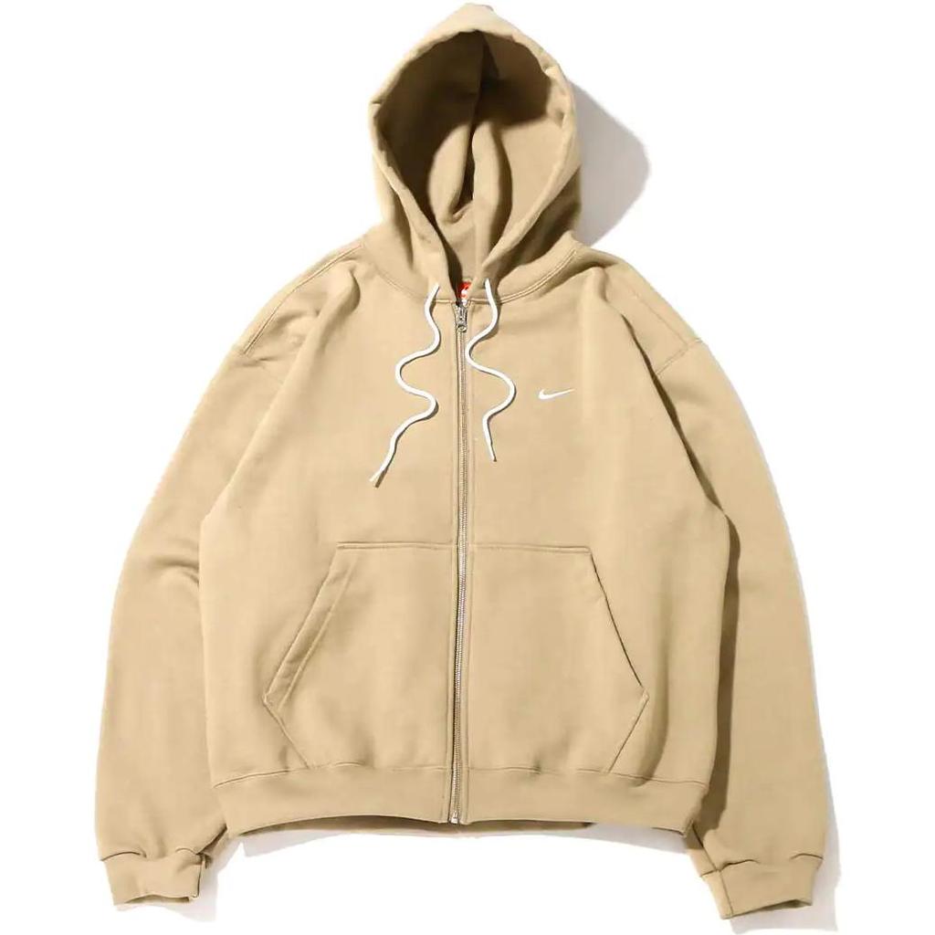 Nike Solid Color Loose Zip Hoodie Men Tops Khaki DH5042-247