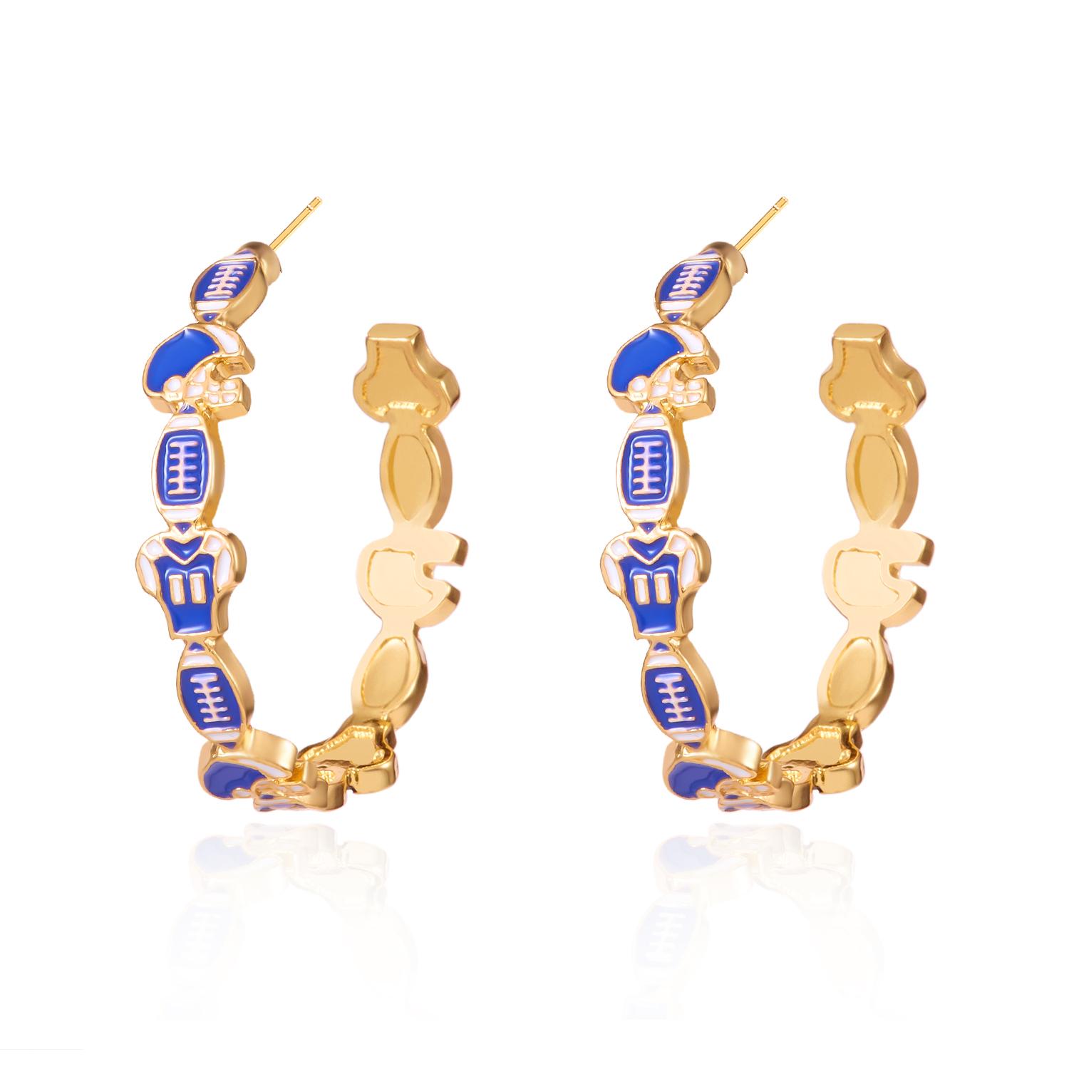 

Trendy Rugby American Football Balls Earrings for Women Exquisite Exaggerated Big C-shaped Earrings Sports Party Jewelry Gift