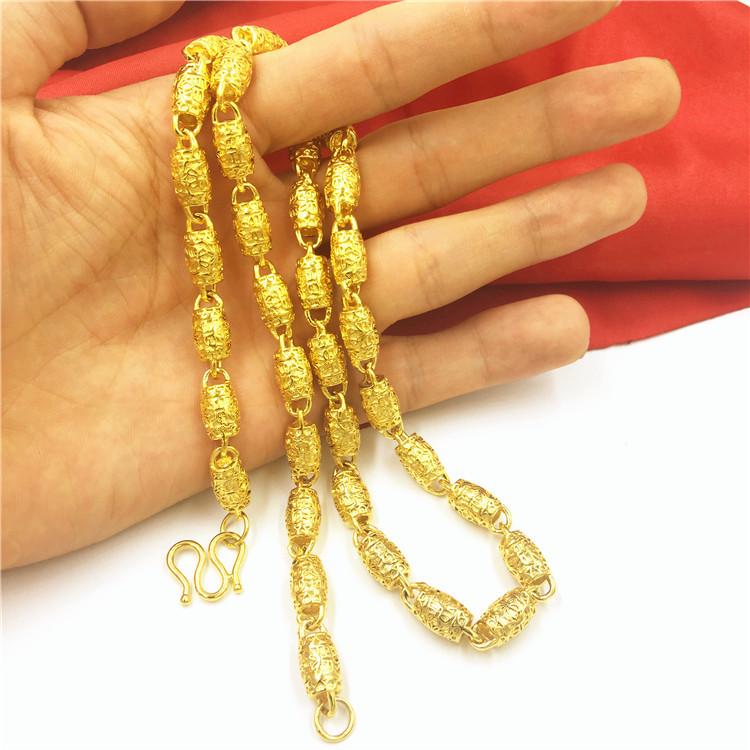Men's Double Dragon Head Necklace: Non-fading Brass with Thick Gold Plating, Vietnamese Sand Gold Jewelry.