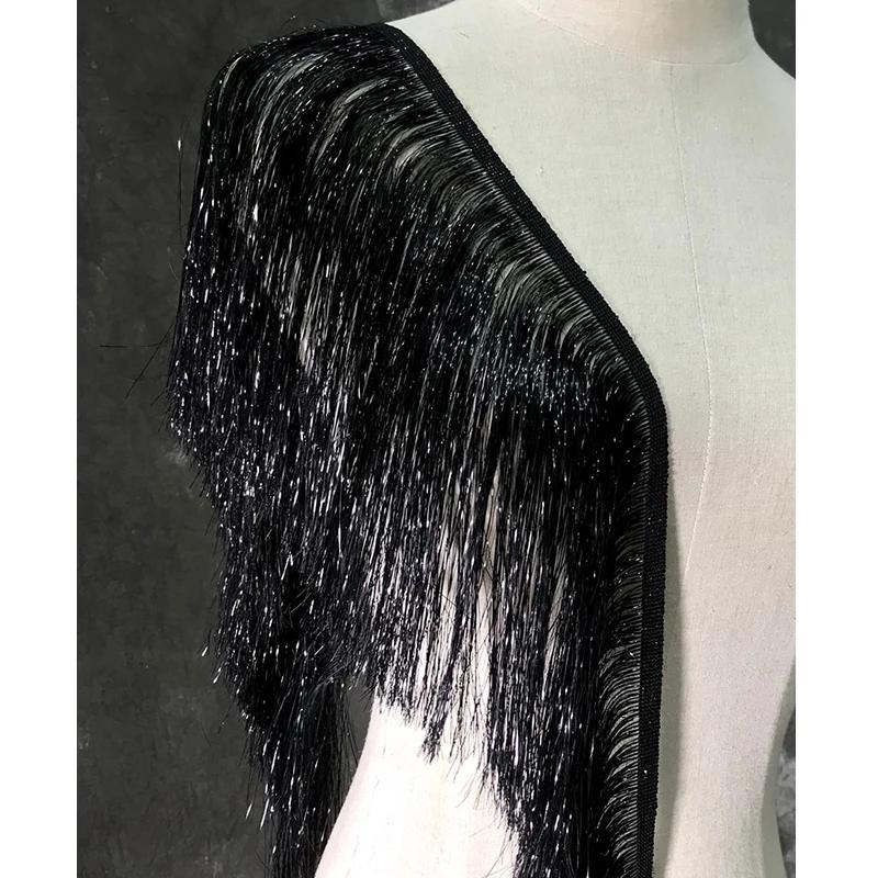1.1 Yards Laser Shiny Tassel Fringe Trim Lace Ribbon Tassels Christmas Decor Curtains Latin Dance Dresses Skirt Fringes Sewing