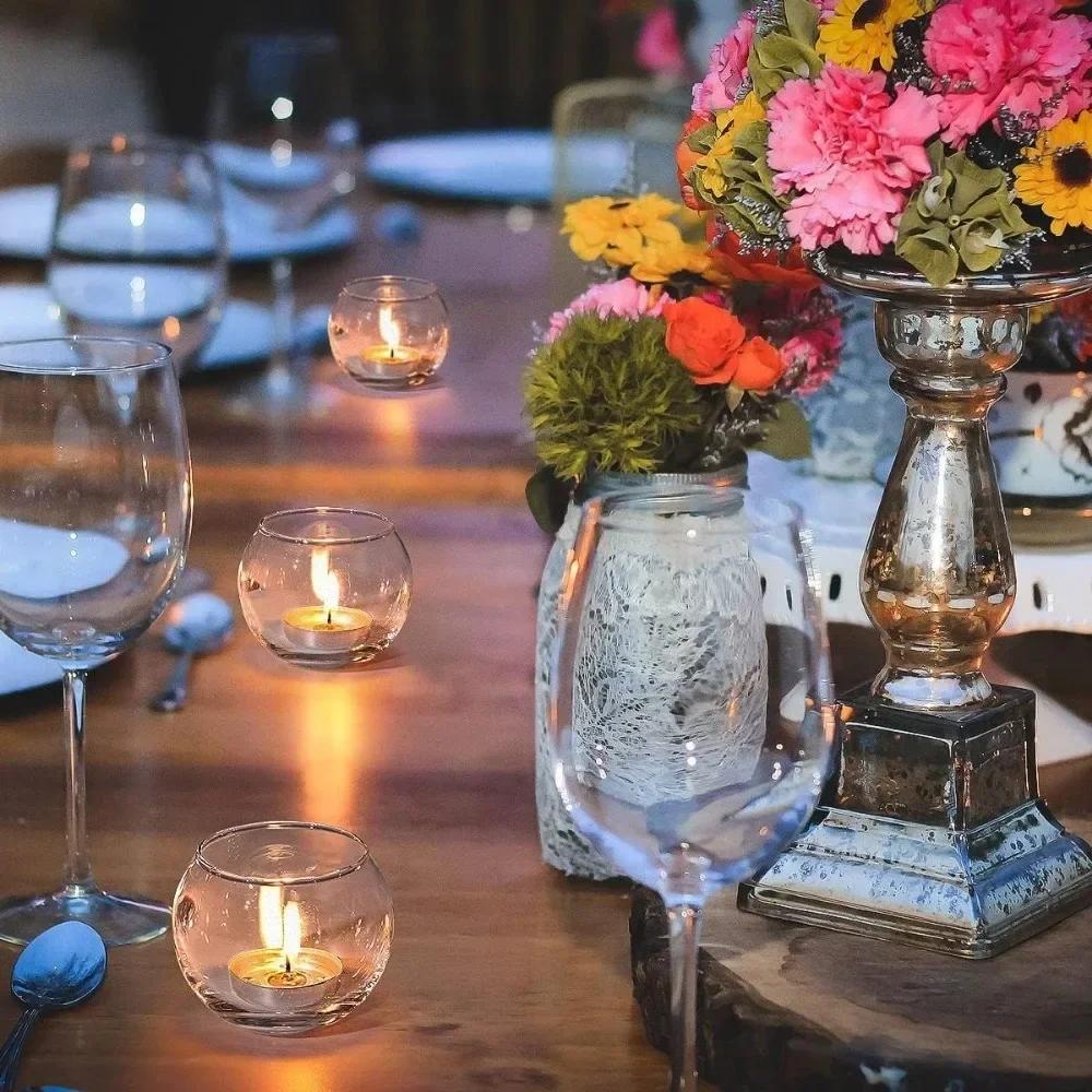 6/12 Sztuk Przezroczyste Szklane Podgrzewacze do Świeczek LED Świecznik na Podgrzewacze do Ślubnego Dekoracji Stołu Dekoracja Świąteczna