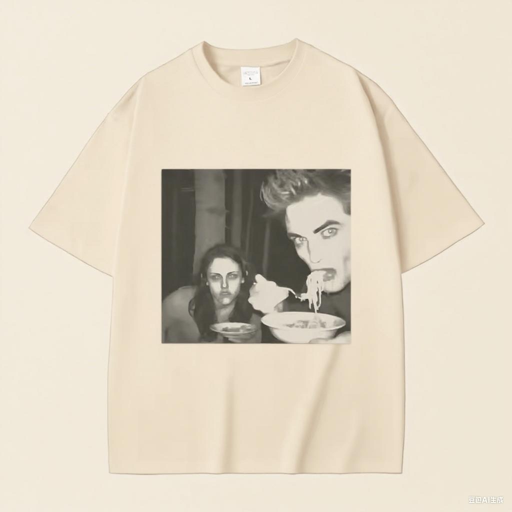 Movie Collection Twilight Bella and Edward Cullen Haikyuu Men's and Women's Short Sleeve Crew Neck Print Pullover T-Shirt