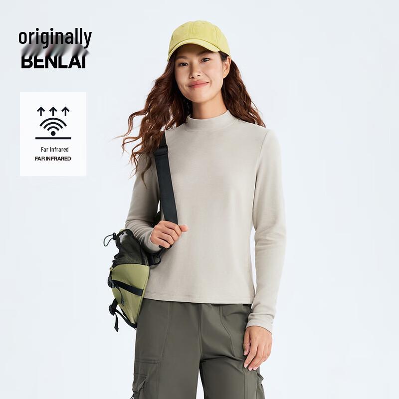 Benlai Women's Far-Infrared Mock Neck Slim-Fit Long-Sleeve T-Shirt BNM450035