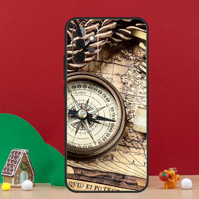 World Map Compass Nautical Case For Samsung Galaxy A17 A06 A16 A56 A36 A54 A34 A14 A52 A32 A13 A23 A33 A53 A15 A35 A55