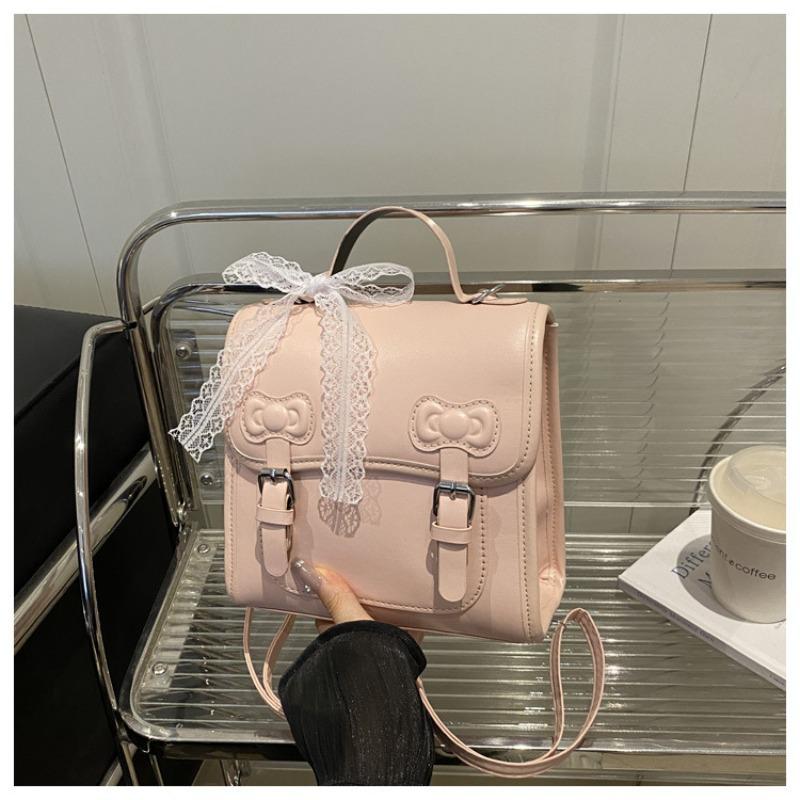 

Модный однотонный новый шелковый шарф-бант, простой колледжский стиль, двойная плечевая портативная сумка через плечо для женщин розовый