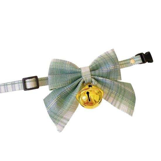 Psí motýlkový obojek Nastavitelný design spony Kostkovaný potisk Pet Pes Kočka Náhrdelník se zvonkem