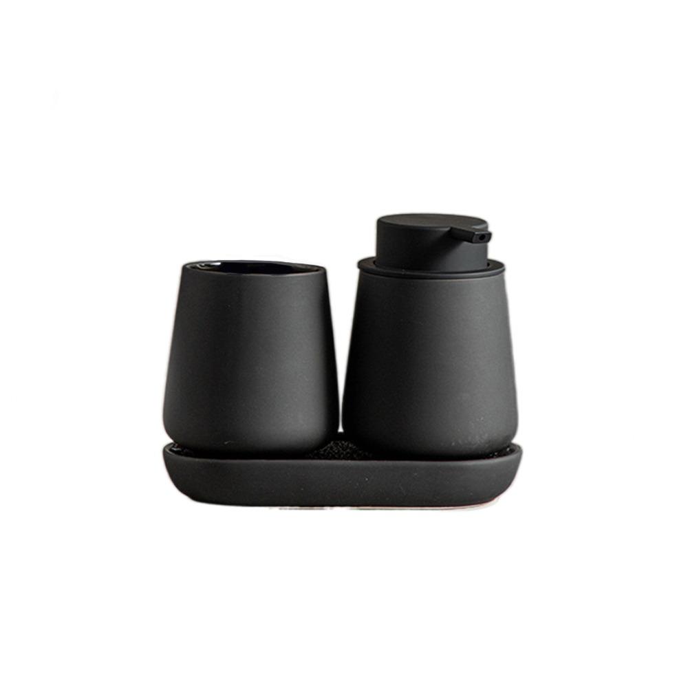 

Набор аксессуаров для ванной комнаты под песчаник с большой помпой, стакан для зубных щеток, смоляные аксессуары для ванной комнаты, мыльница чёрный