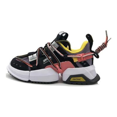 Li Ning Pangu 2019 New York Fashion Week Stoßdämpfung Rutschfest Abriebfest Low-Top Sportliche Freizeitschuhe Damen Sneaker Schwarz Rot AGLP088-10