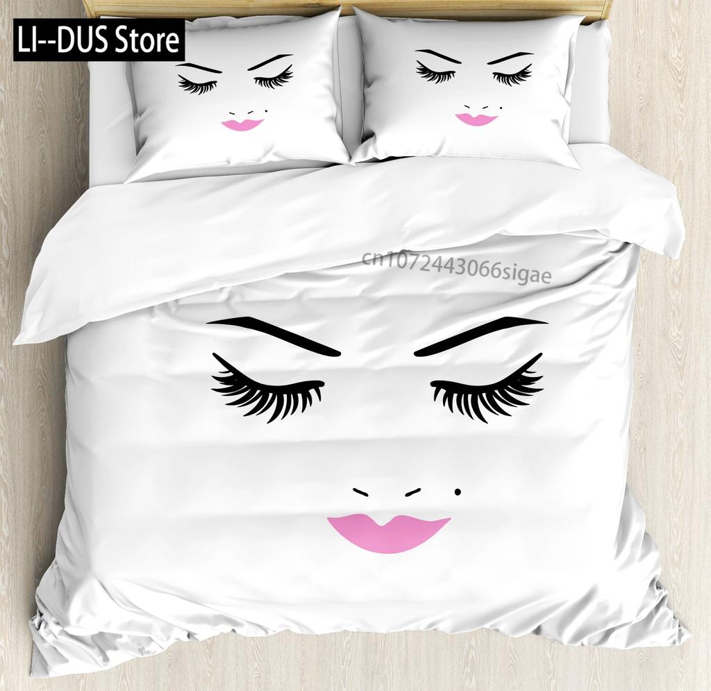 Girls Kiss Duvet Cover Red Lips Bedding Set For Kids Women Home Decor Comforter Cover Twin Full Queen King Size With Pillowcase