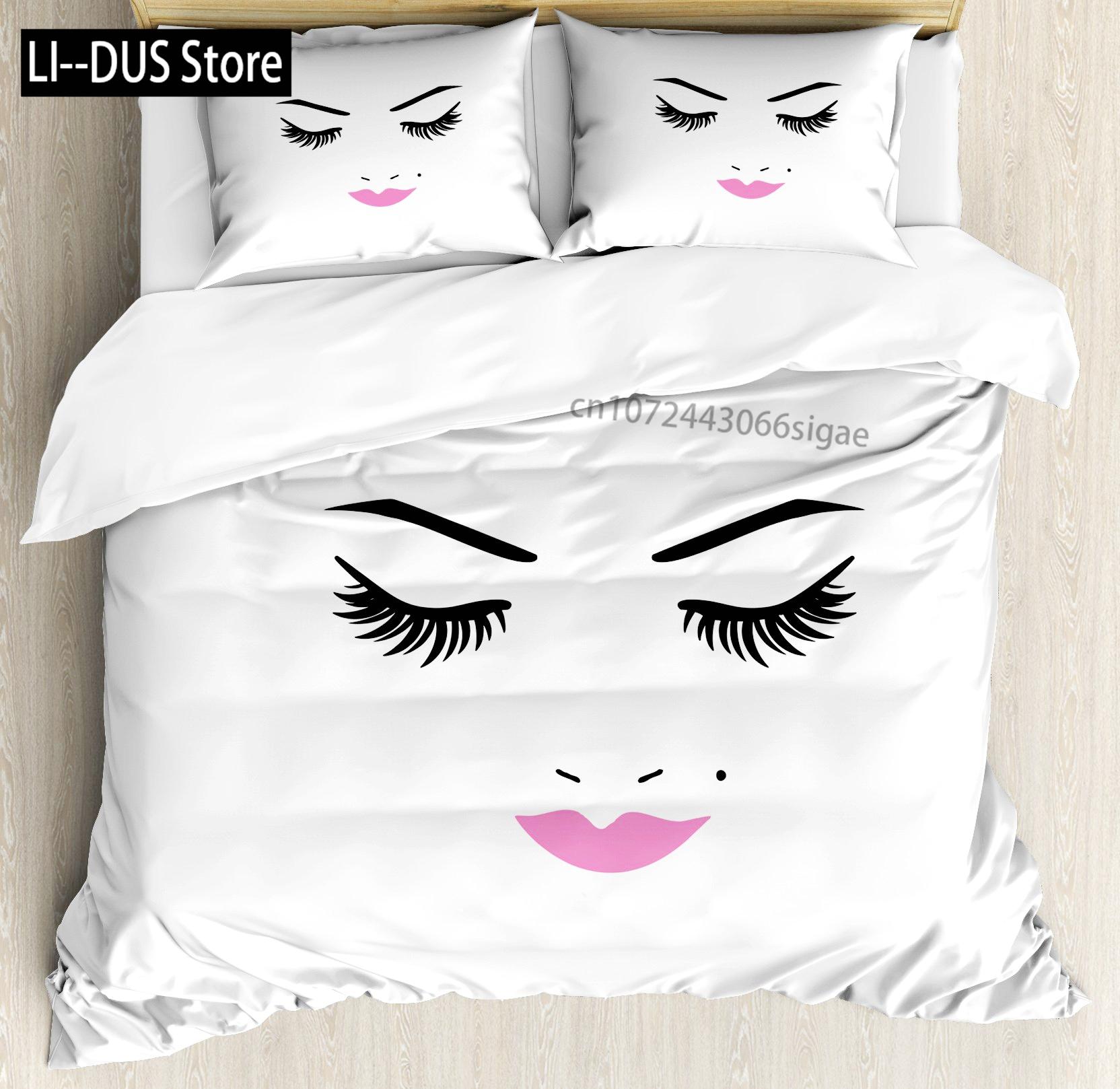 

Comforter Girls Kiss Red Lips Bedding Set For Kids Women Home Decor Comforter Twin Full Queen King Size With Comforter (quilt)-EU Single(135*200cm)3pcs