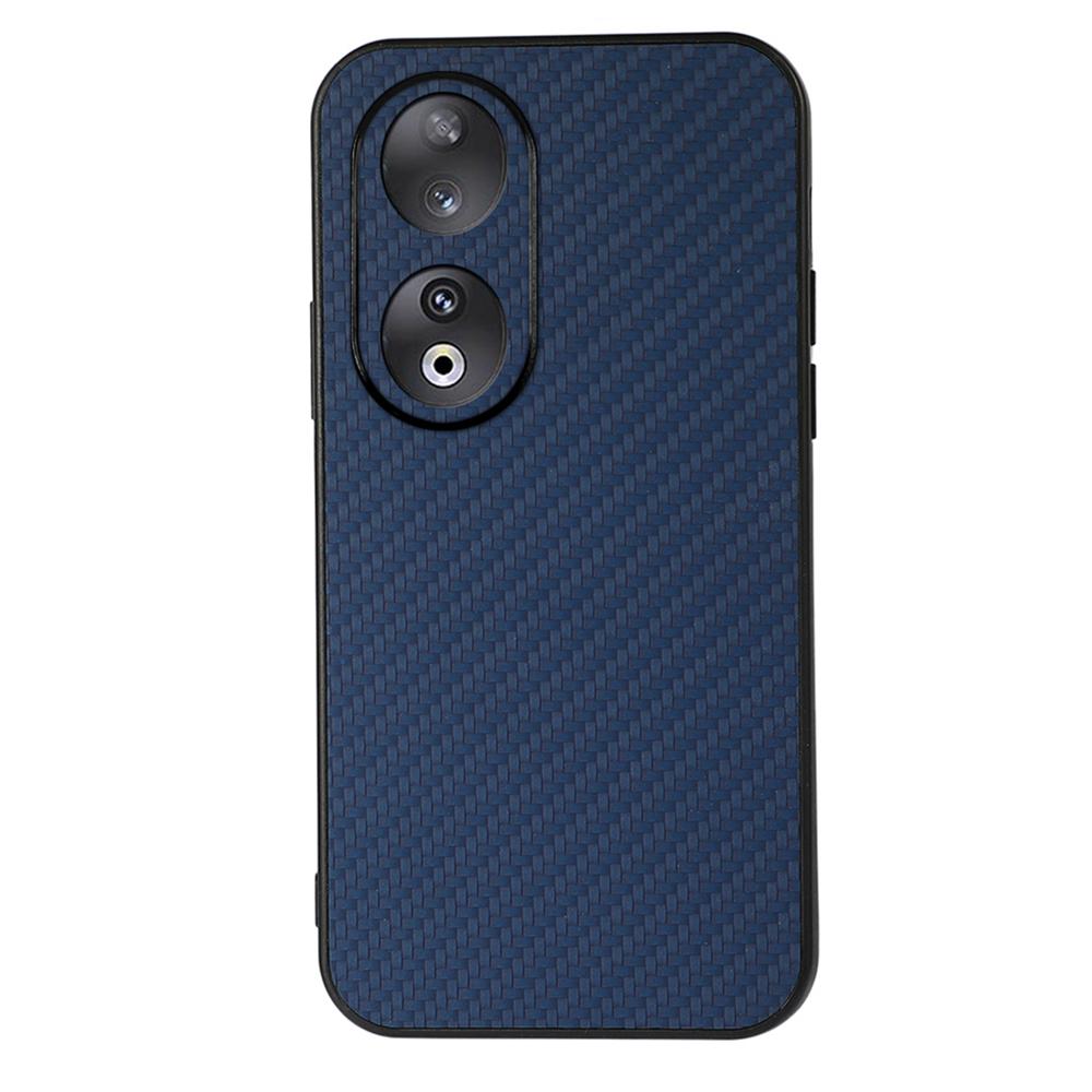 

For Honor 90 Carbon Fiber Texture PU Leather Coated TPU Case Anti-drop Phone Cover Blue