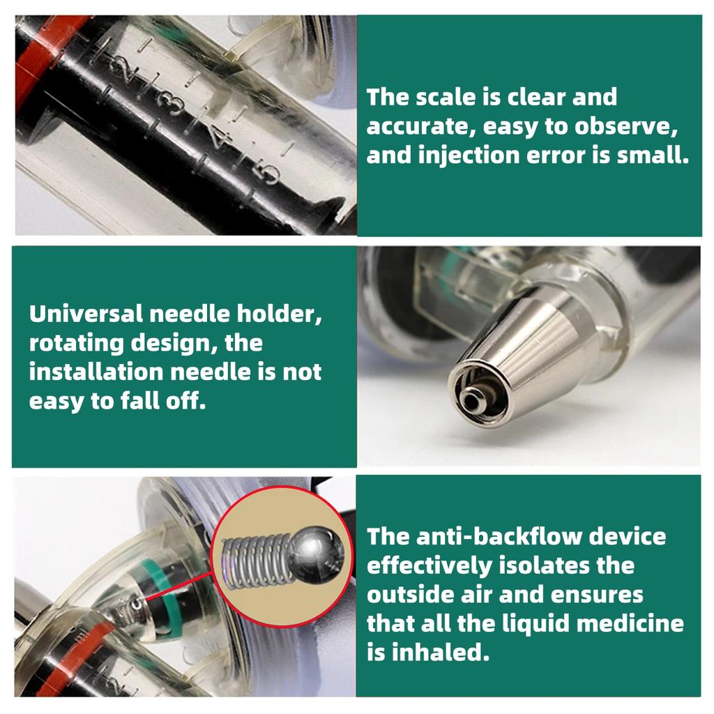 1 Set Adjustable Animal Injection Vaccine Syringe 2ml/5ml Automatic Veterinary Continuous Syringe for Pig Cattle Sheep Horse Cow