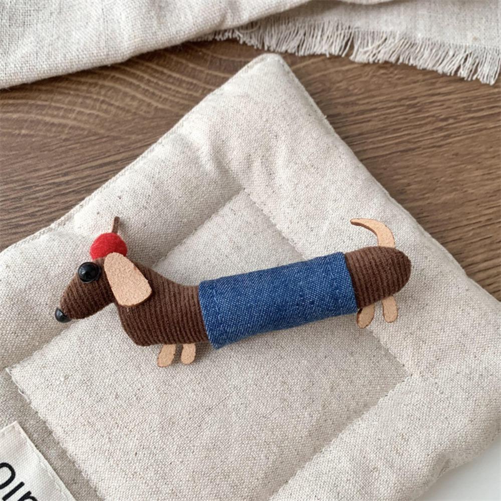 Cute Dachshund Hairpin Cloth Horsetail Holder Trendy Claw Clip Daily