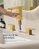 Bathroom Waterfall 3 Holes Basin Faucet, 2 Handles Cold Hot Water Mixers Sink Taps Black Chrome Brushed Gold