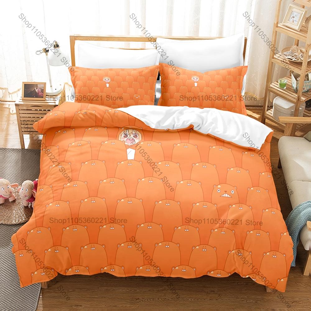 Himouto! Umaru-chan Bedding Set Duvet Cover + 2 Pillowcases Cute Anime Umaru Doma Hamster Hoodie Kawaii Bedroom Decor