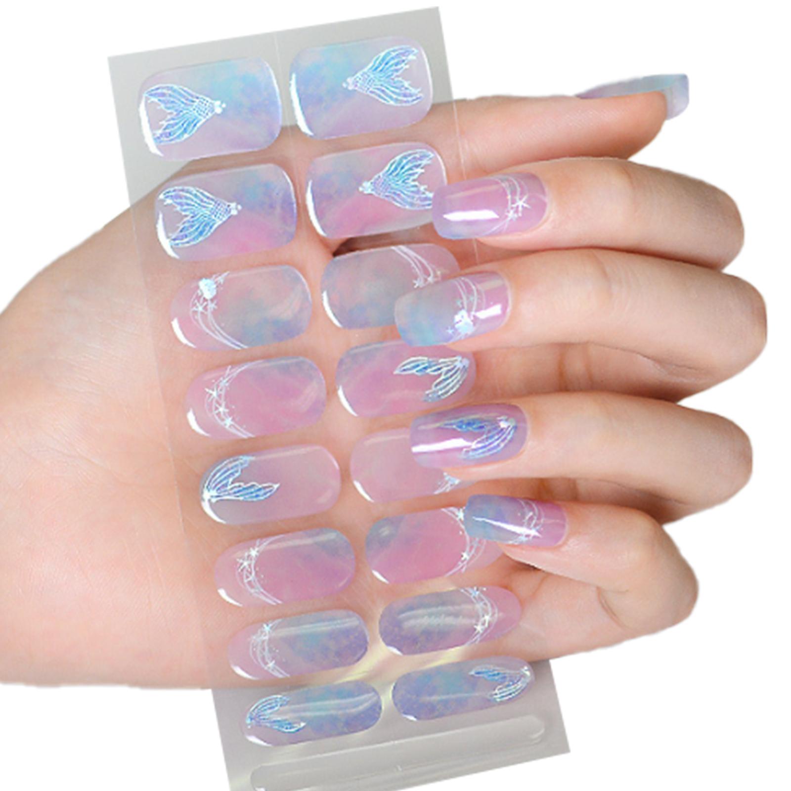 

Напівзакріплені гелеві наклейки для нігтів Потрібна ультрафіолетова/світлодіодна лампа Обгортки гель-лаком для нігтів Модний дизайн Гелеві наклейки для нігтів для жінок L