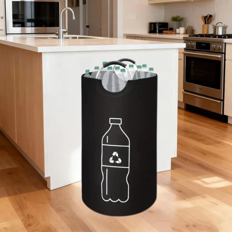 

Large Capacity Empty Bottle Storage Basket with Aluminum Handle 82L Wastewater Bottle Collector Bag Folding Recycling Bin
