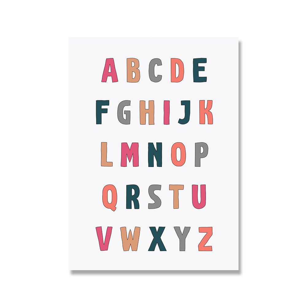 

Игровая комната Детская комната ABC Алфавит Цифры Плакат Настенное искусство Картина на холсте Печать Картина Новорожденным Девочкам Подарок Детская комната Домашний декор 21x30cm No Framed