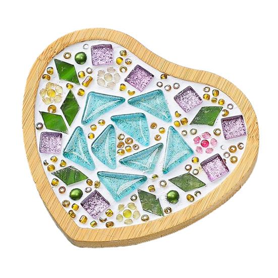 

1 Set DIY Mosaic Tile Coaster Set Mixed Color Mosaic Kit with Wooden Coaster Kids Adults Handmade Mosaic Crafts Coaster with Accessories C