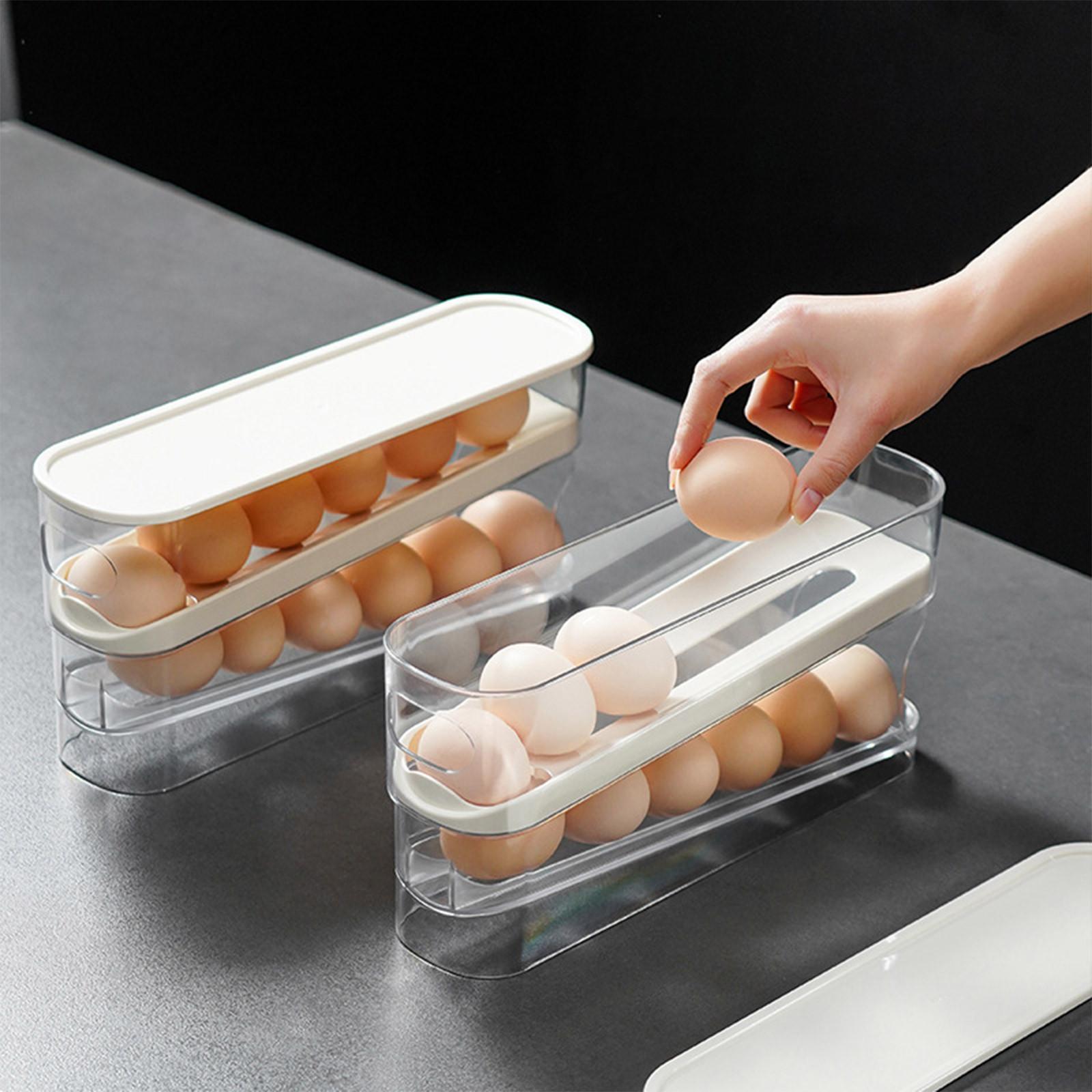 

2pcRefrigerator Egg Rack, Stackable Plastic Egg Tray, Clear Egg Storage Container For Refrigerator One Size
