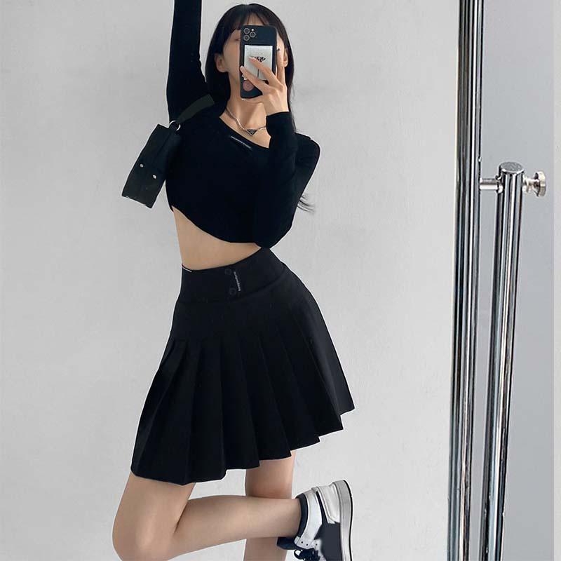 A-line Pleated Skirt for Women Autumn Winter Slim High-waisted Shorts Skirts Vintage Korean Style Plus Size Clothing