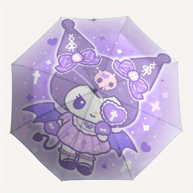 1pc One Eyed Kuromi Cartoon Umbrella, Portable 3-Fold Compact Umbrella, Suitable for Camping, Hiking and Travel, Ideal Easter Birthday Gift for Family