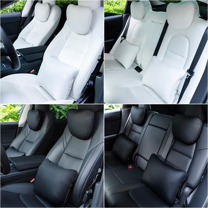 neck pillow For tesla model 3 /model y 2018-2025 2025 Headrest lumbar support High-quality leather Seat car accessories