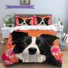 Pink Border Collie Pattern Bedding Home Decoration Birthday Gift (1 * duvet cover + 2 * pillowcase, without core)