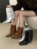 Fashion IPPEUM Women Ankle Boots Pu Leather Silver Pointed Toe 2025 New Fashion Zapatos De Mujer