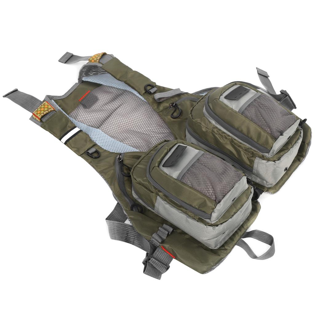 Verstellbare Angelweste Outdoor Atmungsaktive Netz-Weste Jacken mit Reißverschlusstaschen