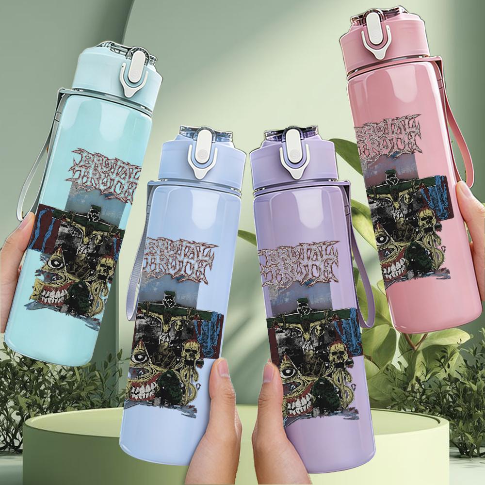 1PC Dark Band Vintage Poster Collage Print 750ml Portable Sports Water Bottle Leakproof Gym Outdoor Travel Drink Cup