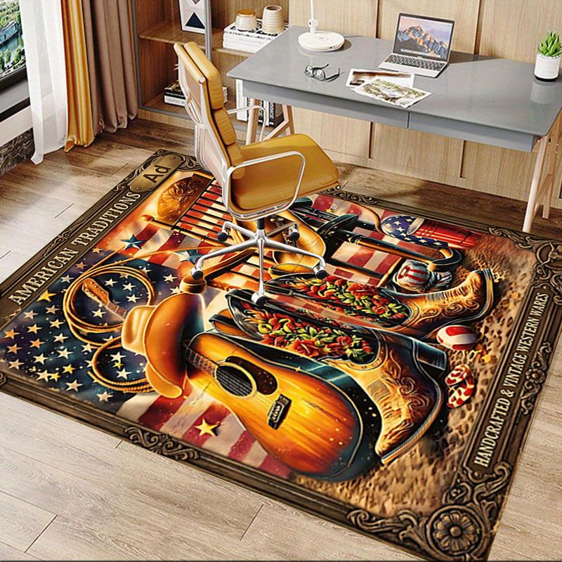1PC American Traditions Handcrafted Western Wares Non-Slip Floor Carpet Compatible for Office&Living Room&Bedroom&Dining room - Soft & Pattern-G0386