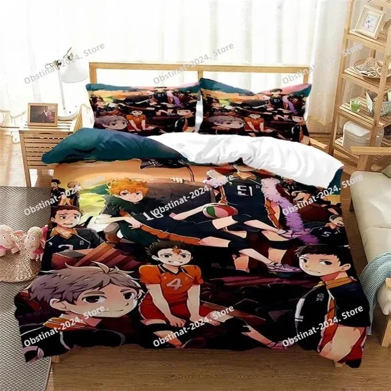 3d Print Volleyball Anime Haikyu Bedding Set Printed With Pillowcase Bed Duvet Cover Soft Single Double Queen Super King Size