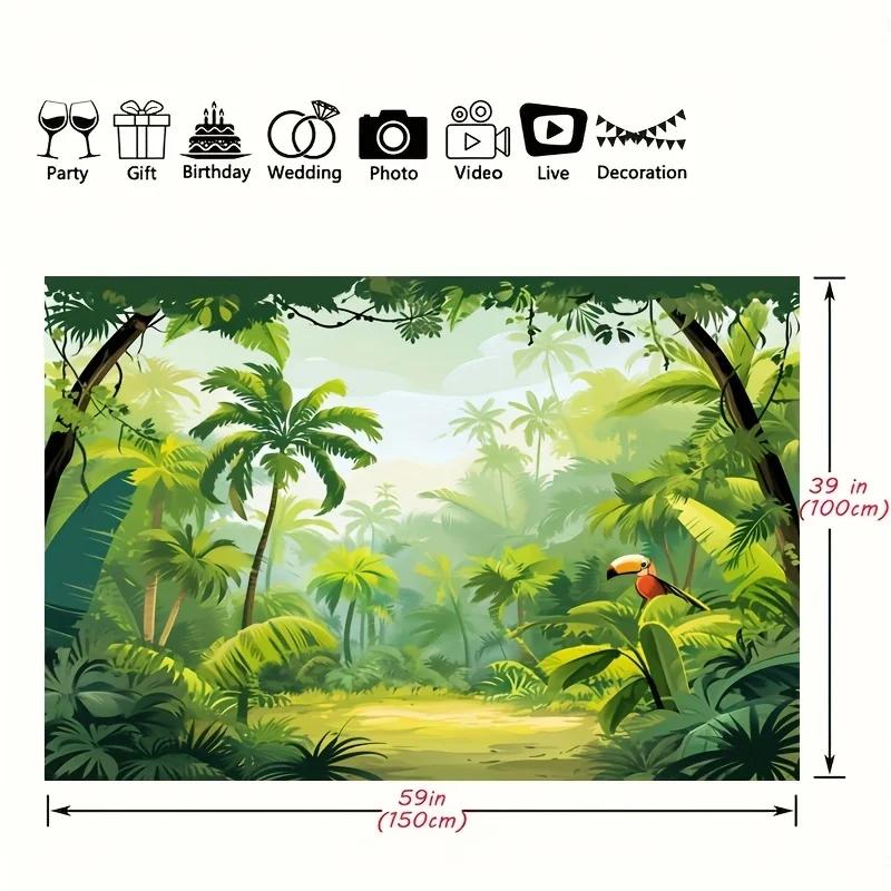Jungle Safari Background, Animal Decoration Celebration Props Party Photo Shooting Background