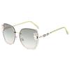 Rhinestone Sunglasses for Women Diamond Cut Edge Sunglasses UV Proof Luxury Marine Glasses