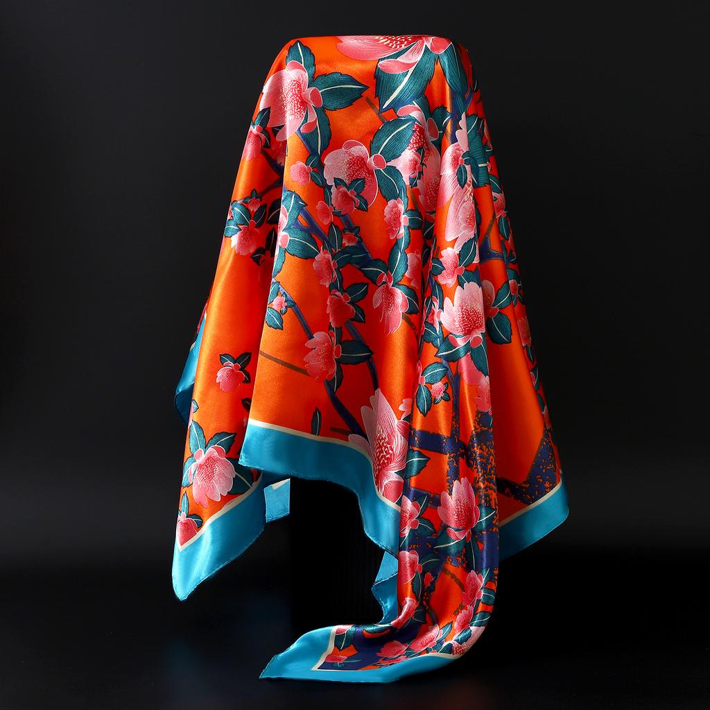 Europe America Kerchief Four Seasons Popular Silk Scarves Luxury Style Sunscreen Square Shawls New Fashion 90X90CM Headcloth