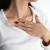 French Retro Lace Cat's Eye Heart Necklace - Versatile Titanium Steel Clavicle Chain for Women