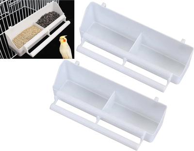 1/2/3 Pièces Mangeoire à Oiseaux Barres Parallèles Blanches Boîte à Nourriture pour Oiseaux Pigeons Blancs Perroquets Mangeoire à Double Tasse Caille Longue Mangeoire