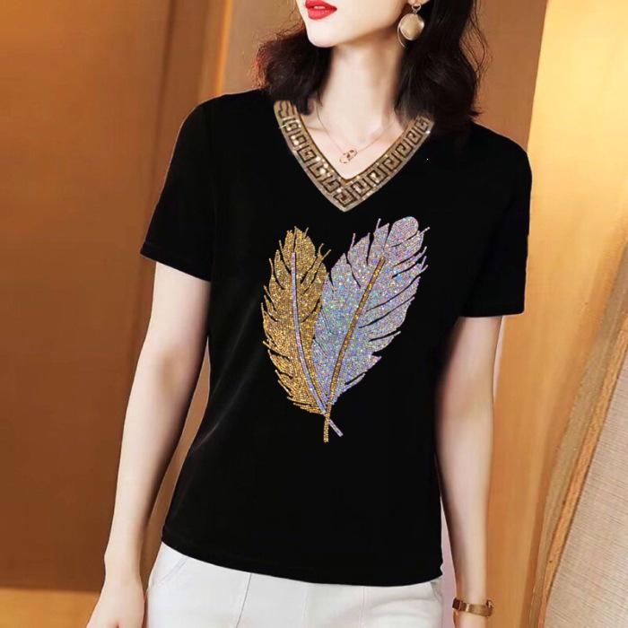 Men's Plus Size Rhinestone V-Neck Short Sleeve T-Shirt - Summer Stylish Trendy Top
