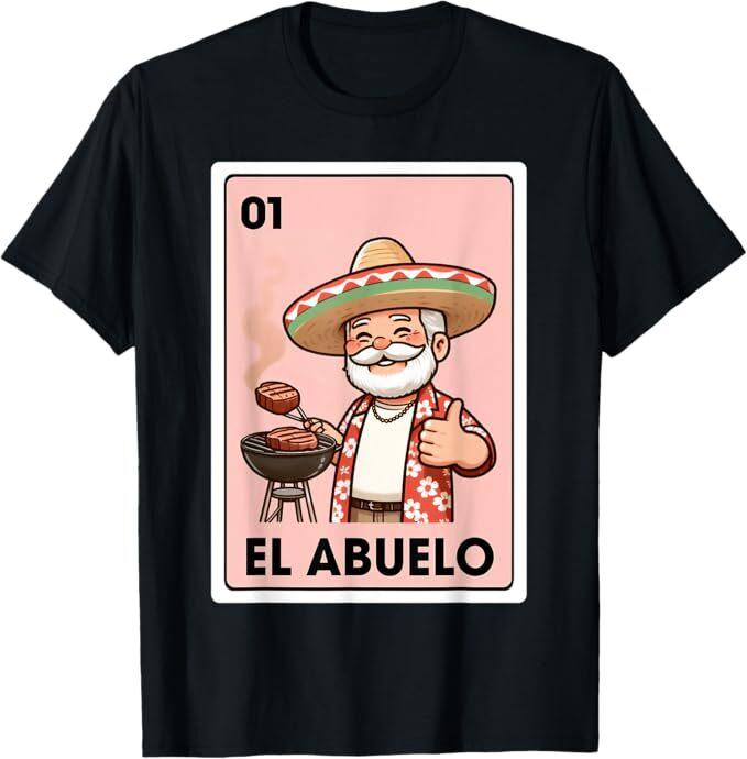 

El Abuelo Grilling Grandpa Mexican Bingo Card T-Shirt M