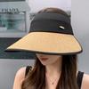 Straw enlarged brim vinyl empty top hat children spring and summer leisure outdoor face covering sun protection hat versatile bucket hat
