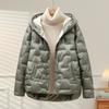 White Duck Down Coat Autumn Winter Women Casual Hooded Single Breasted Jacket Light Puffer Parka Outwear
