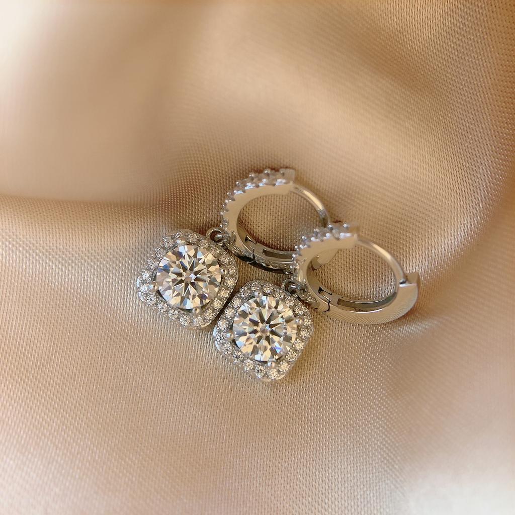 Pendientes de Moissanita de 2,0 quilates para Mujer Tachuelas de Diamante Cultivado en Laboratorio Plata de Ley 925 Joyería Fina Regalo