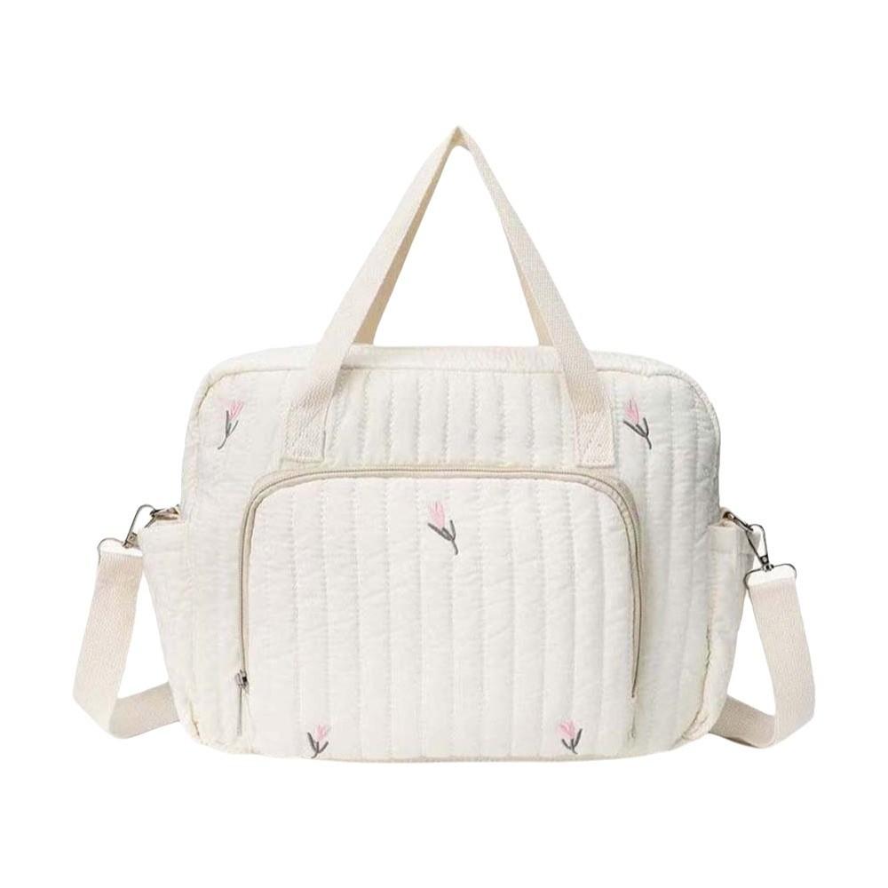 Large Capacity Mommy Shoulder Bag Cartoon Cotton Handbag Diaper Organizer  Outdoor Travel