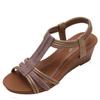 Römische Retro-Keilsandalen Damen Sommer neu ethnischer Stil Wort mit leichtem Reisen Damenschuhe -